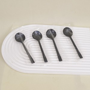 Disposable Plastic Spoons Black Set For Catering Meal Service Takeout Dessert Fruit Salad Soup Spoons Individually Wrapped - Product Image 3