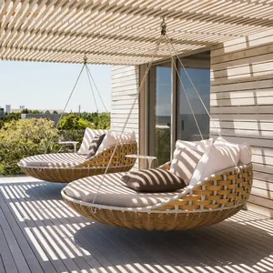 ビーチプールホテルのための寝椅子サンラウンジャーデイベッドの外に横たわるサンラウンジャー椅子籐をぶら下げて最高の快適な庭を購入する