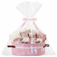Paniers-cadeaux élégants et écologiques pour la fête des mères avec sac en coton tressé et ruban pour femmes - Paniers de rangement en gros
