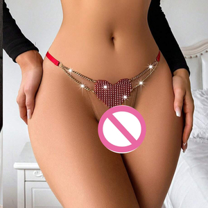 <span class=keywords><strong>Perizoma</strong></span> Tanga <span class=keywords><strong>Sexy</strong></span> da Donna con Lettere Personalizzabili Fai da Te, Intimo a Cuore Scavato con Catena Rossa, T-Back - Product Image 2
