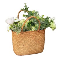 Panier cabas de luxe grande capacité tressé à la main, conteneur de rangement en osier naturel pour femme, idéal pour la plage, les pique-niques, le shopping et le rangement du linge