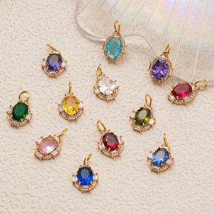 จี้หินประจำเดือนเกิด Hola |   ทองเหลืองชุบทอง 18K ประดับด้วยเพทาย 12 สี สำหรับทำเครื่องประดับ DIY - Product Image 2