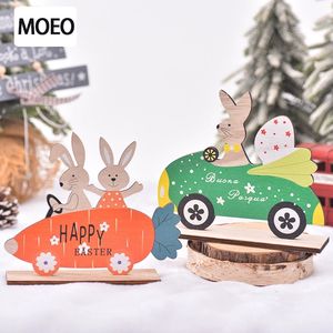 Easter Bunny Riding Bike Wooden Decorative Ornament For Home Display - Product Image 2