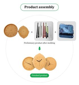 Horloge murale décorative 3D en liège fantaisie moulé <span class=keywords><strong>de</strong></span> 12,4 pouces, personnalisée et bon marché pour la maison, vente en gros - Product Image 5