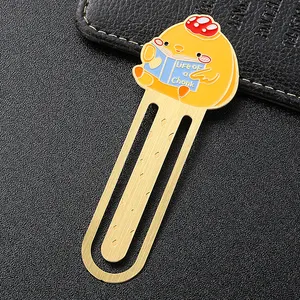 Custom Design Yellow Duck Promotional Soft Enamel Laser Cut Metal Craft Brass Luxury Metal Reading Bookmark