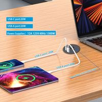 Nouvelle prise intégrée américaine de bureau avec support encastré de charge rapide USB C personnalisé de haute qualité 20W pour œillet d'alimentation de bureau de meubles