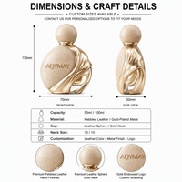 Flacon de parfum de luxe pour femme, bouchon sphérique en cuir, incrustation en cuir, flacon en verre élancé, logo personnalisé pris en charge