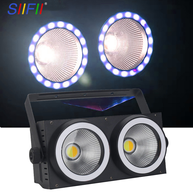 New Design 100W DMX Controlled COB Stage Lights 2 Eyes LED Blinder with Warm White and RGB Color Effects for Concert KTV Stage
