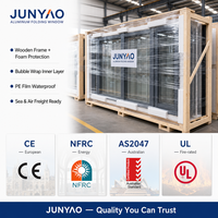 Fenêtre pliante en aluminium JUNYAO résistante aux intempéries, insonorisée, à double vitrage trempé 5+20A+5, économie d'énergie, extérieure