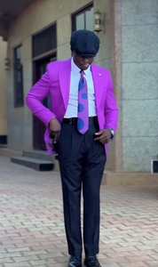 Costumes pour hommes noirs et violets, élégants et de haute qualité, pour mariage, smoking 2 pièces, pantalon de marié, veste de bal, blazer, tenue pour hommes - Product Image 3