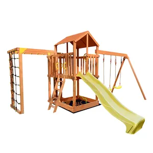 어린이 슬라이드 및 스윙 세트 정원 나무 야외 스윙 놀이터 멀티 fuctional 어린이 등반 프레임
