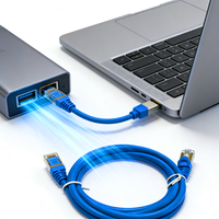 Kabel Ethernet Cat6 Biru Stok Tersedia 1.5m Outdoor&Indoor Kecepatan Tinggi 26AWG 1000Mhz Konektor RJ45 Berlapis Emas Jalinan PVC Ramah Lingkungan