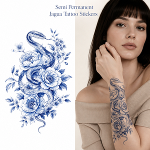Autocollants de <span class=keywords><strong>tatouage</strong></span> temporaire Jagua, style <span class=keywords><strong>Phénix</strong></span>, encre bleue et blanche, effet porcelaine, imperméables, semi-permanents, art corporel, <span class=keywords><strong>tatouage</strong></span> OEM - Product Image 2
