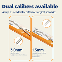 Tube d'aspiration pour implant dentaire en acier inoxydable, double calibre 1,5 mm 3,0 mm, ouverture latérale, embout d'aspirateur chirurgical anti-adhésion