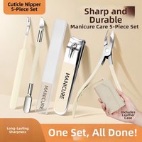 Lot de 5 outils de manucure professionnels – Coupe-cuticules et pince à peaux mortes – Portables et durables pour salon et usage domestique