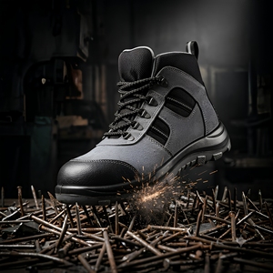 Chaussures de sécurité basses pour hommes, avec embout et plaque intermédiaire en acier, doublure en maille marron, pour cuisine, mines, construction, usine, bottes de travail - Product Image 1