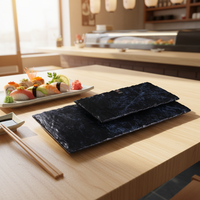 Restaurant japonais incassable, 1 pièce, ardoise de steak noir en mélamine réutilisable