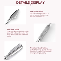 Pousse-cuticules double extrémité en acier inoxydable et éliminateur de peaux mortes, nettoyeur d'ongles réutilisable et durable, outil de manucure