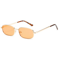 Rétro classique petit Rectangle métal pleine jante or cadre femmes et hommes lunettes de soleil mode couleur bonbon UV400 tendance