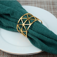 Anneau de serviette rond en métal écologique à motif floral KC Gold pour la décoration de table d'hôtel, de banquet, de mariage ou de fête