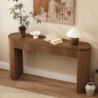 Table console moderne en chêne massif, style luxe discret et minimaliste, pour entrée, salon, couloir, villa, projets hôteliers