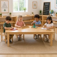 Table carrée en bois Chuangjin 120x60cm, bureau d'activités en bois massif pour la maternelle Montessori, l'étude à domicile, vente en gros
