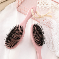 Brosse à cheveux coussinée antistatique, brosse à cheveux à picots avec embouts en forme de boule pour femmes, massage du cuir chevelu, outil de coiffage des cheveux, rose