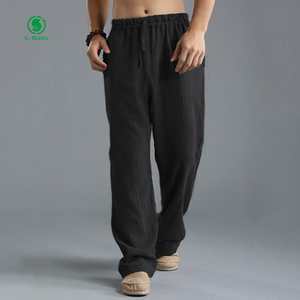 <span class=keywords><strong>Pantaloni</strong></span> sportivi Casual da uomo di grandi dimensioni con coulisse elastico in vita in cotone traspirante e <span class=keywords><strong>lino</strong></span> con motivo diritto allentato - Product Image 4
