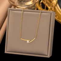 Collier pendentif tendance en acier inoxydable 316L personnalisé, or 18 carats, croix, perle et bande géométrique - Cadeau pour femme, cadeaux de mariage