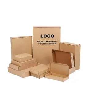 Caixa de embalagem plana impressa com logotipo personalizado, caixa de papelão ondulado cortado, dobrável, Kraft Mailer, caixa de envio para envio