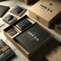 Portefeuille noir premium avec boîtes personnalisé hommes porte-cartes clair top cadeau boîte d'expédition emballage montre vide portefeuilles assortis boîte