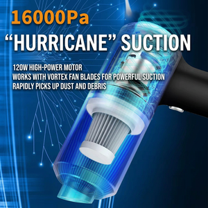 Aspiradora de Mano Inalámbrica Portátil para Auto y Hogar, 6000PA, 120W, Mini Colector de Polvo, 7.4v - Product Image 5