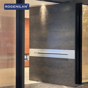 Puerta de Seguridad Pivotante de Aluminio con Placa de <span class=keywords><strong>Roca</strong></span> Moderna para Casa o Villa, Puerta Exterior Frontal con Vidrio Lateral, Marca Rogenilan - Product Image 2