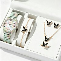 Nouvelle montre-bracelet carrée en alliage pour femme, motif floral, bracelet élastique, mouvement à quartz, tendance, vente en gros directe usine