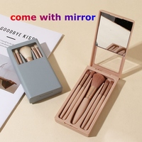 Ensemble de mini pinceaux de maquillage rose portable de voyage personnalisé pinceaux de maquillage avec étui à miroir