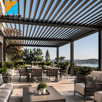 Pérgola de Aluminio para Exteriores con Techo de Láminas Eléctricas para un Espacio de Entretenimiento Moderno en el Patio Trasero