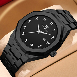 Luxury Gold <b>Watch</b> for Men Arabic Numeral Dial Brushed <b>Case</b> Quartz Wristwatch with Date Window Business Gift - Product Image 4