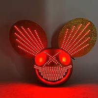 Casque LED Lumineux Tête de Souris, Style Deadmau5, Masque de Rat à Matrice de Points pour DJ, Idéal pour Boîte de Nuit, Festival de Musique, Fête