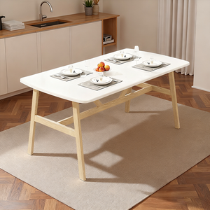 Table à manger en noyer avec pieds en acier carbone, mobilier de restaurant pour la maison et le café - Product Image 6