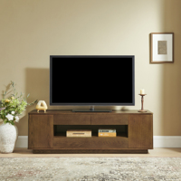 Meuble TV moderne pour salon, compatible avec les téléviseurs jusqu'à 65 pouces, centre de divertissement en MDF avec rangements ouverts, armoires latérales et tiroirs