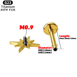 Bông tai titan nguyên chất Rui Qian ASTM F136, phụ kiện xỏ khuyên ren trong, titan G23, bông tai nữ thời trang - Product Image 2