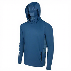เสื้อฮู้ดดี้ผู้ชายสีขาว UPF 50 ป้องกันรังสียูวี แขนยาว ผ้าฝ้ายสีพื้น สำหรับตกปลา เสื้อผ้าผู้ใหญ่ - Product Image 6