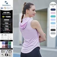 Débardeur à capuche personnalisé pour femme, séchage rapide, sans manches, coupe ample, pour entraînement, course, gym, athlétisme, vente en gros