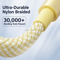 Câble de charge rapide USB-C vers C 100W avec affichage LED, cordon Type-C tressé en nylon doré avec puce E-Marker pour ordinateurs portables et téléphones