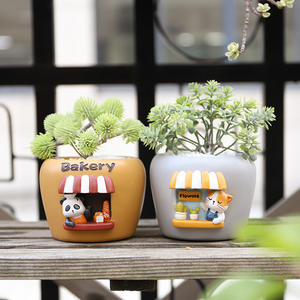 Dessin animé mignon animal de compagnie résine charnu petit Pot de fleur créatif numérique Micro paysage pour la maison balcon plante verte jardinage - Product Image 5