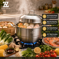 Casserole vapeur en acier inoxydable 304 Zhenneng, 3 étages, triple couche, ustensile de cuisine multifonction, cuisson à la vapeur et à la cuisson simultanées, gaz et induction