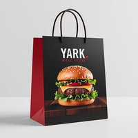 Sac en papier personnalisé avec logo, recyclé, de luxe, pour la restauration à emporter, sac cadeau, sac de shopping avec poignée
