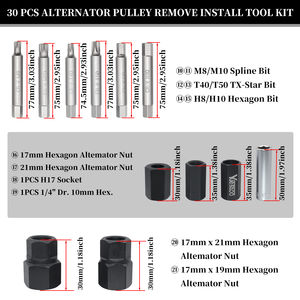 30pcs thép phát điện ròng rọc loại bỏ cài đặt công cụ Kit cho VW Audi Ford BMW Benz Volvo GM cho TOYOTA Buick Chevrolet - Product Image 3