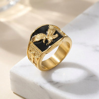 Bague Aigle Ailes Volantes en Acier Inoxydable Plaqué Or, Personnalisée, Étanche, Anti-ternissement, Tendance, pour Hommes, Bijoux Fins