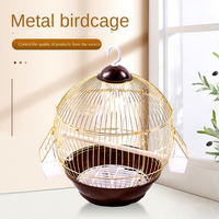 Vente en gros usine : Cage à oiseaux ronde dorée plaquée or, portable, en fil métallique, pour perroquets, cage ornementale d'élevage manuel